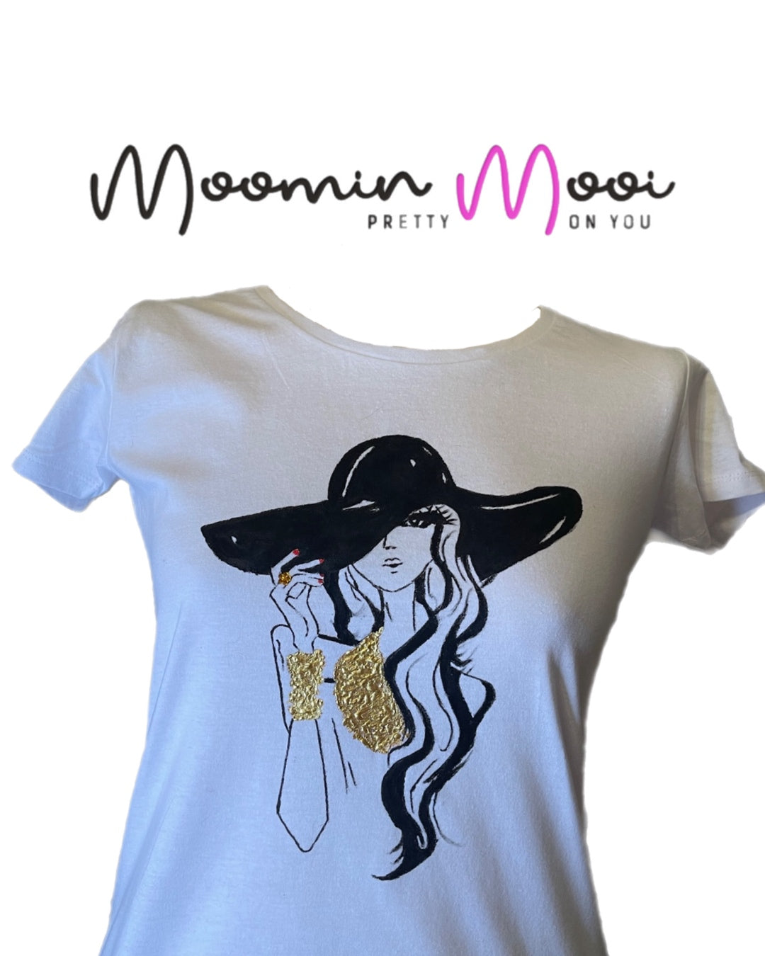 Floppy Hat Lady Illustration T-Shirt