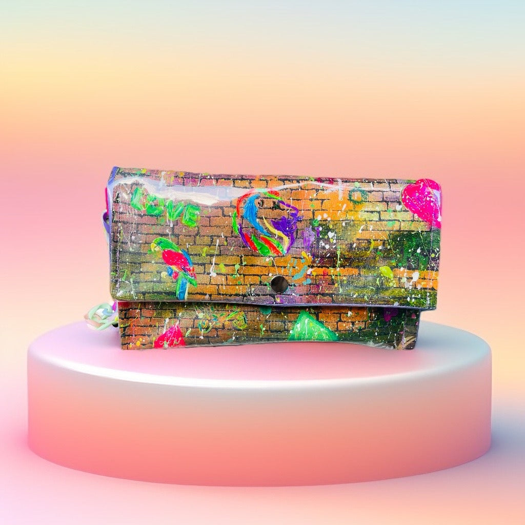 Hand-Painted Graffiti-Style Clutch Bag