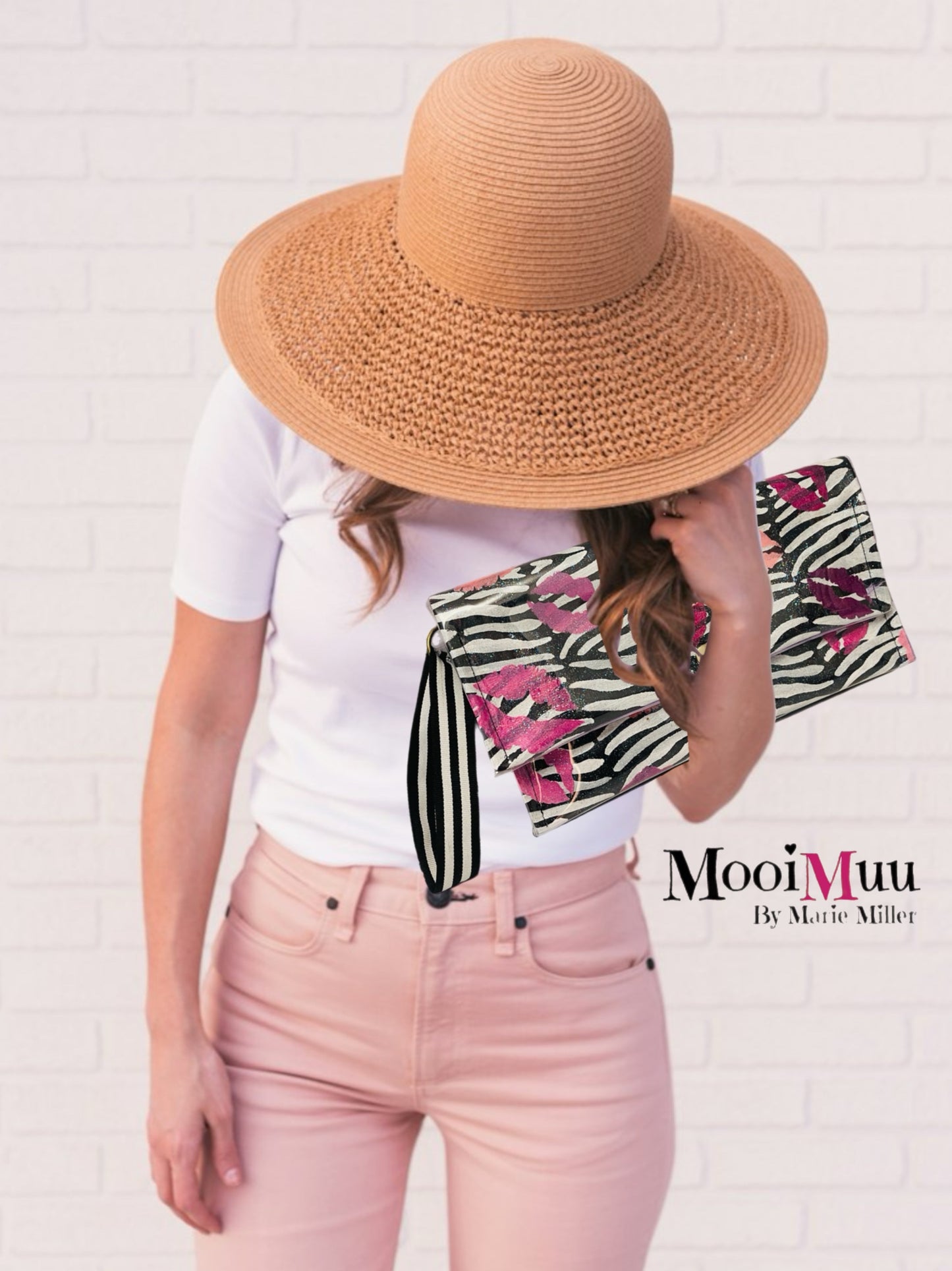 Hand-Painted Zebra Print Clutch Bag