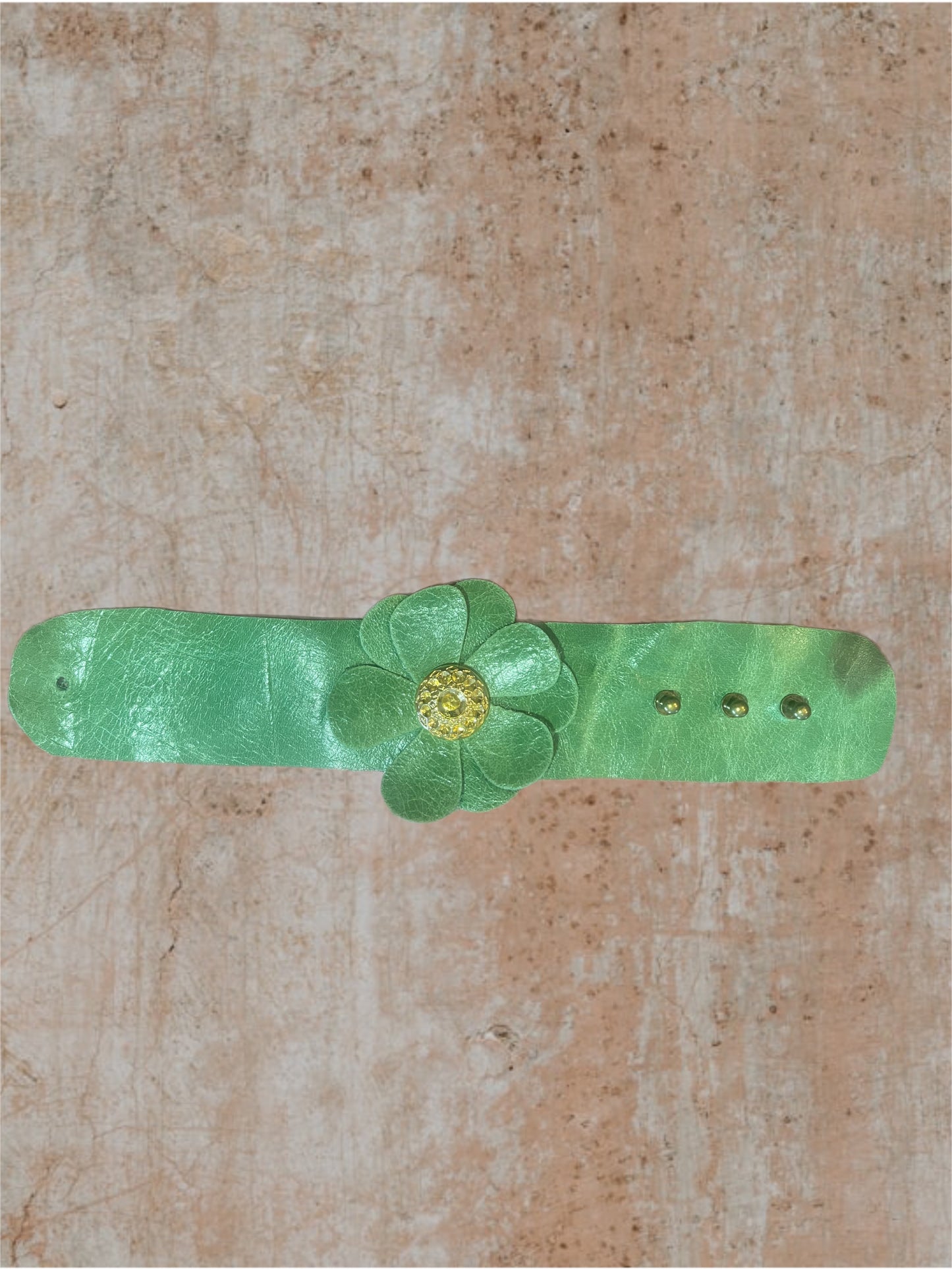 Green Flower Cuff Bracelet