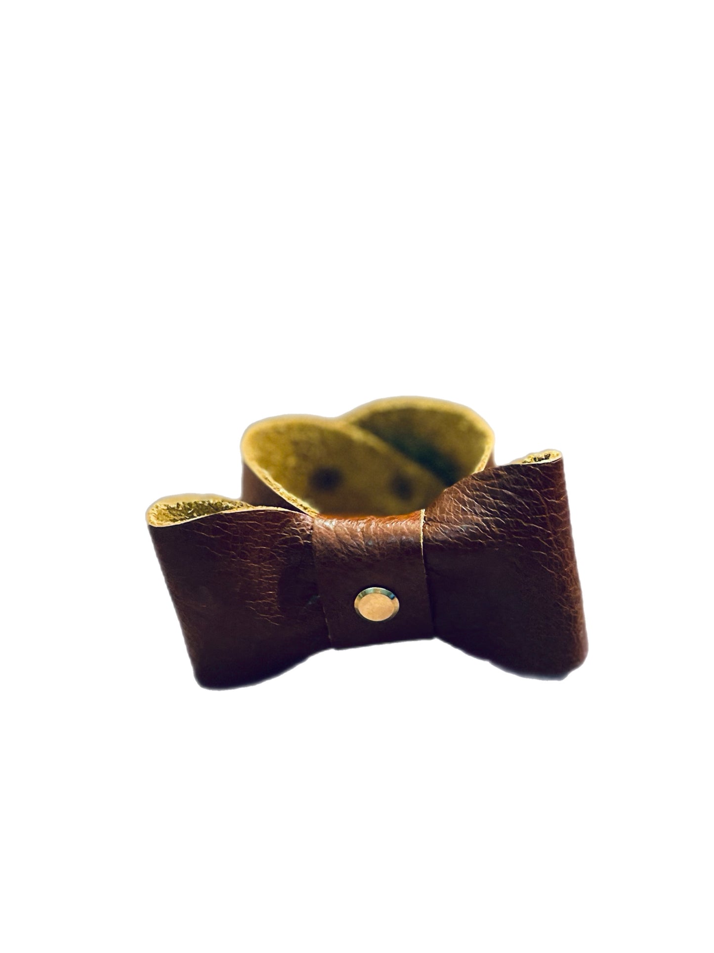 Earthy Boho Elegance: Handmade Brown Leather Bow Bracelet