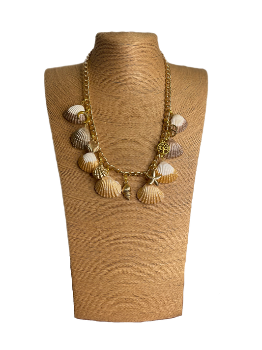 Golden Shores Shell Charm Necklace