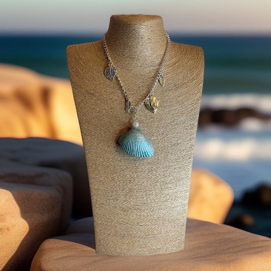 Turquoise Pearlescent Shell Charm Necklace