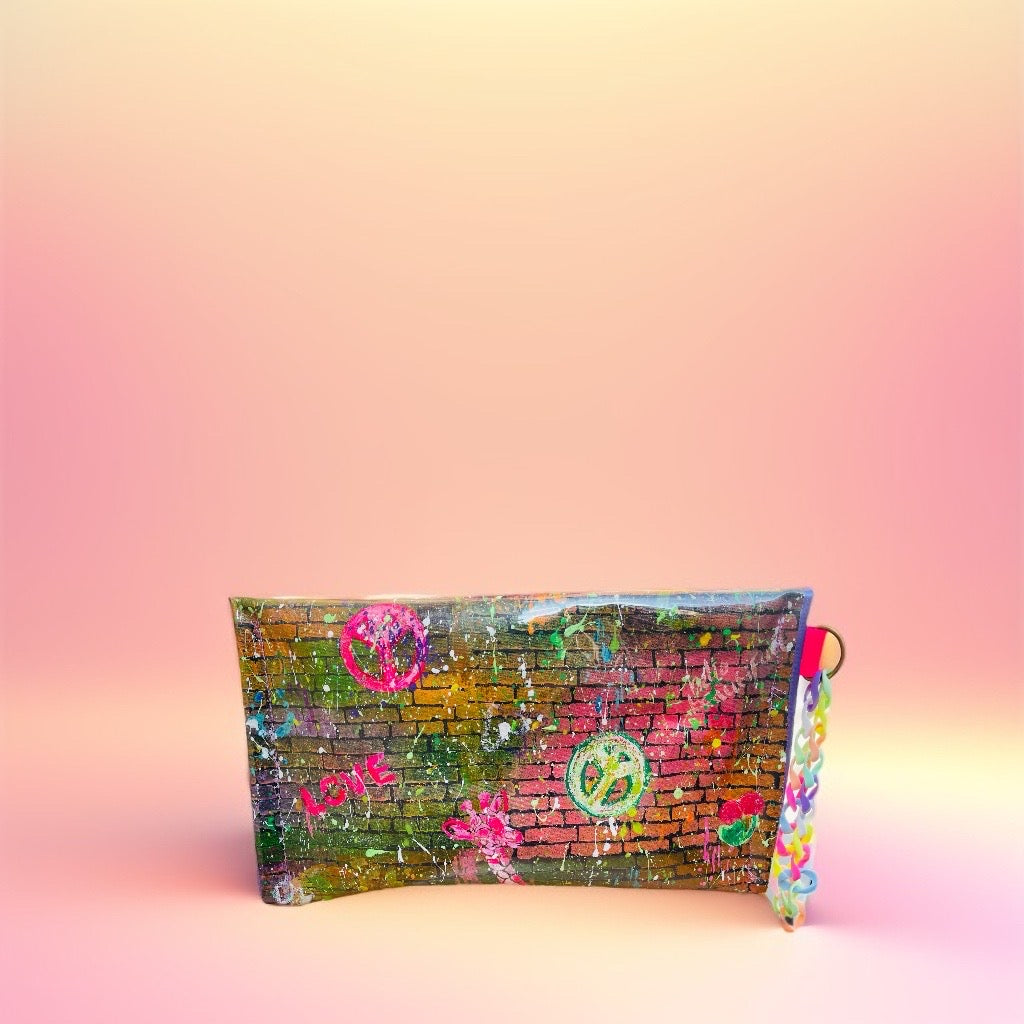 Hand-Painted Graffiti-Style Clutch Bag