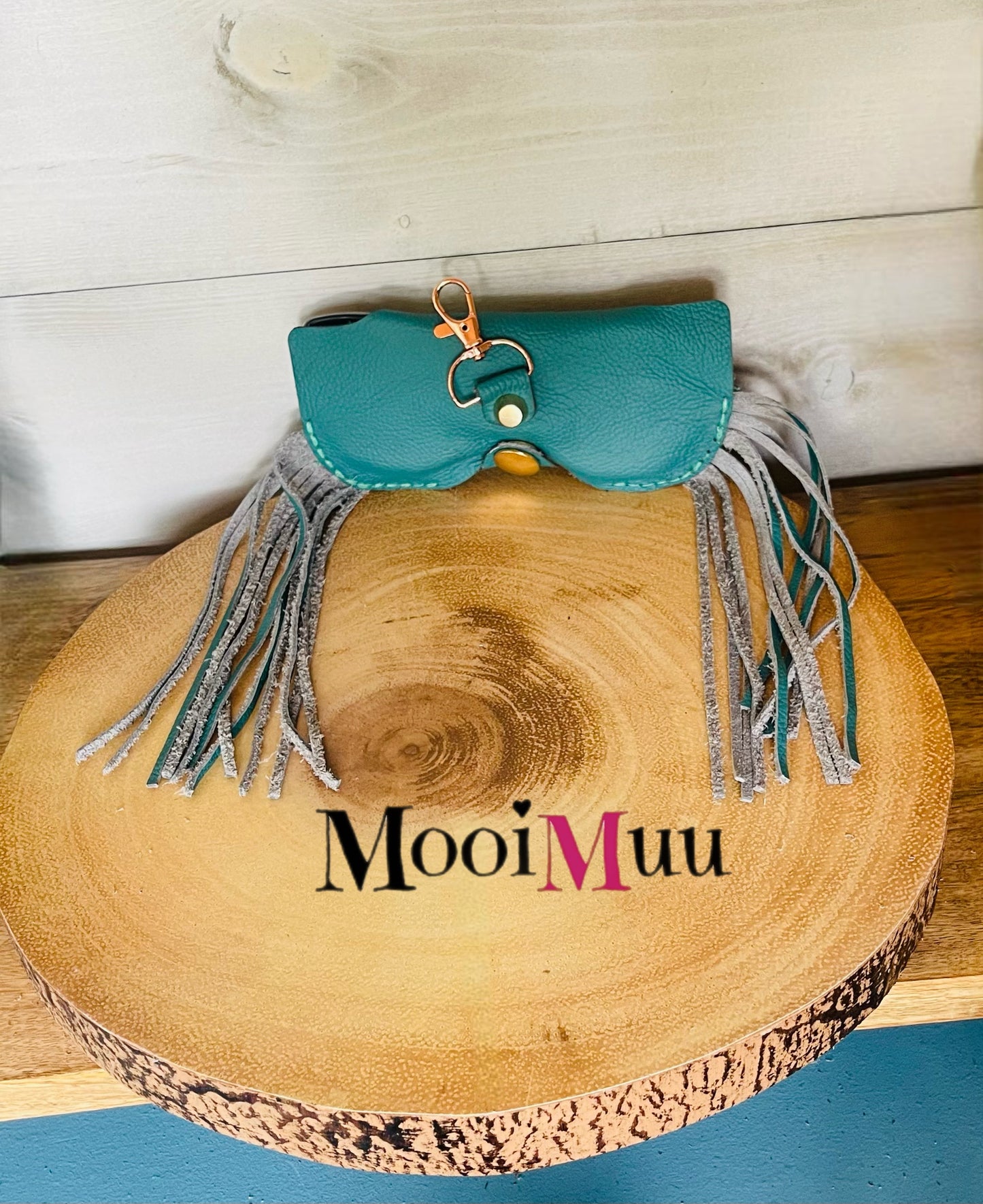 Teal Handmade Leather Sunglasses Cover-Up